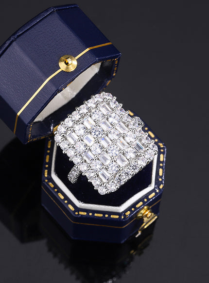 Luxurious 925 Sterling Silver Ring for Women Stylish Party Jewelry Full of Diamond Zircon Rings Engagement Rings Classic Gifts