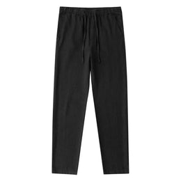 Men's Cotton Linen Trousers Men's Autumn New Breathable Leisure Solid Colour Drawstring Elastic Waist Running Trousers