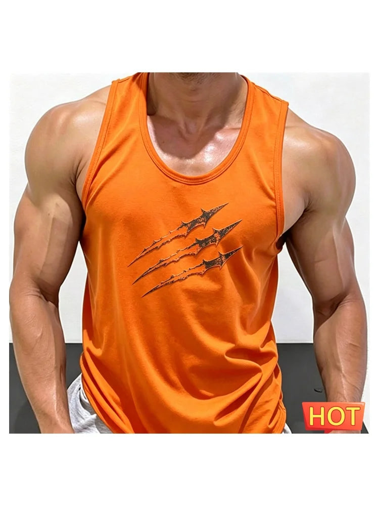 Summer scratch fitness vests men round neck sleeveless T-shirt Hard guy gym tank top men quick-dry men's t-shirts and tank tops