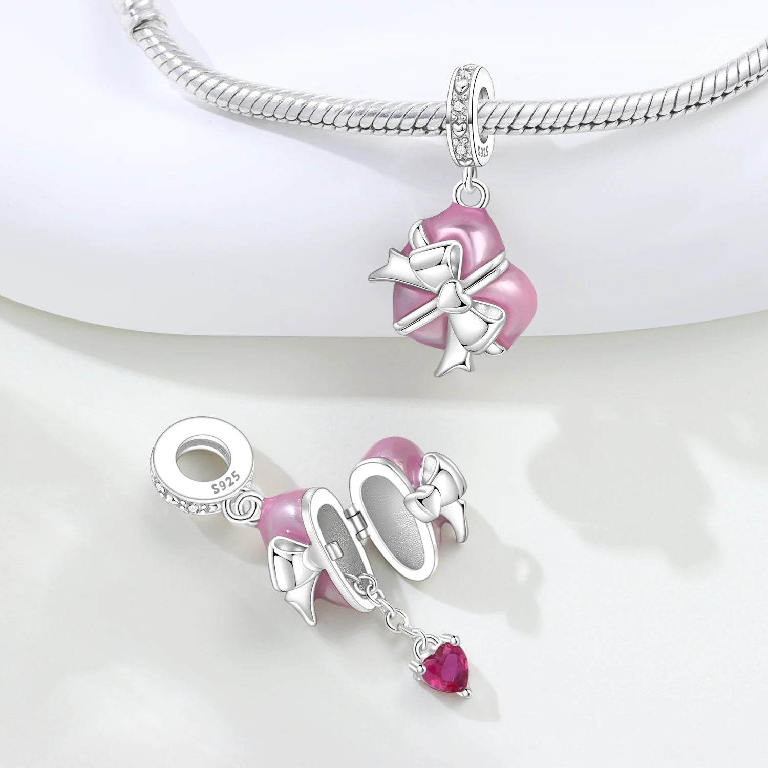 Original Charms Beads 925 Sterling Silver Zircon LOVE Winged Protect Heart Pendant For DIY Necklace Bracelet Fine Jewellery Gift