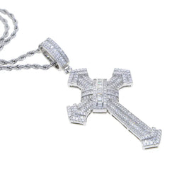 2025 New Cross Pendant for Men Women Full Iced Out Cubic Zircon Hip Hop Necklace Link Chain Fashion Rock Jewelry