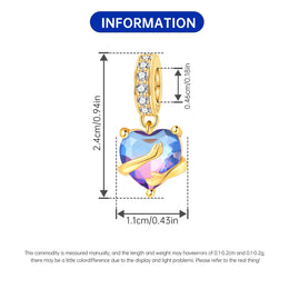 Original Charms Beads 925 Sterling Silver Zircon LOVE Winged Protect Heart Pendant For DIY Necklace Bracelet Fine Jewellery Gift