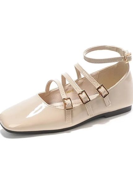 Flat Shoes for Women Retro French Black Mary