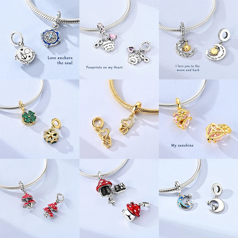 925 Sterling Silver Tree of Life Bead Luminous Firefly Dangle Butterfly Charms Fit Original Bracelet DIY Jewelry Gift for Women