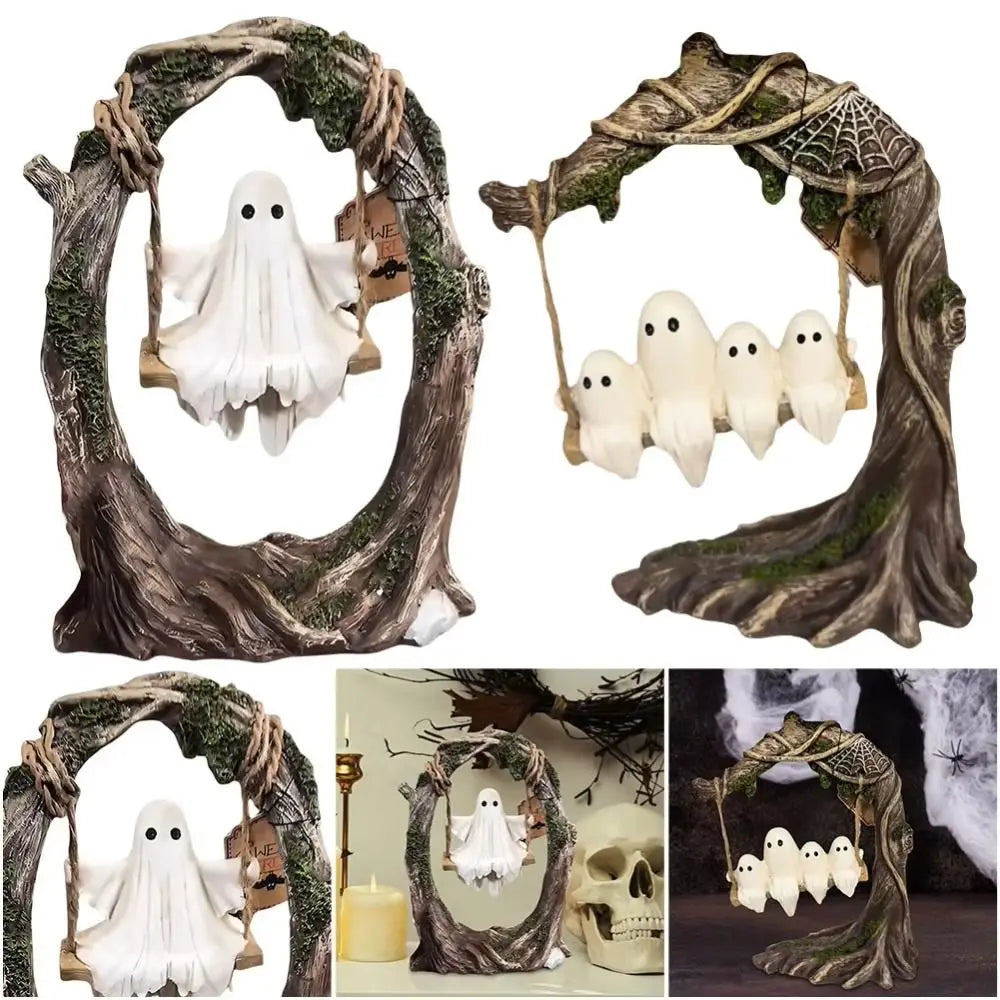 Halloween Themed Halloween Swing Ghost Ornament Handicraft Model Spooky Ghosts Decor Funny Collectible