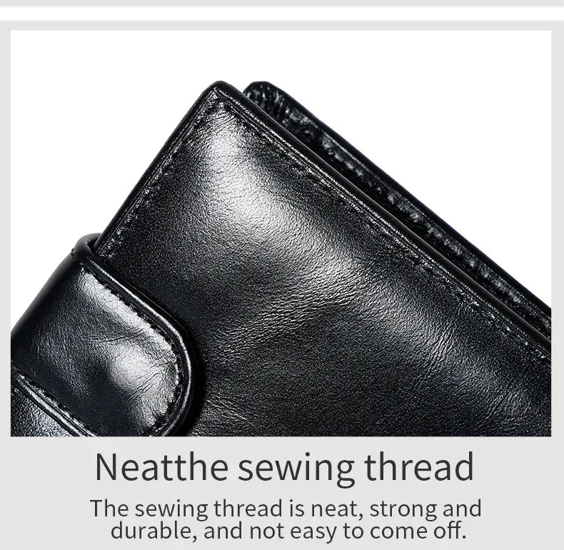 Leather Mens Wallet with Coin Pocket Genuine Leather Wallet for Men Short Style