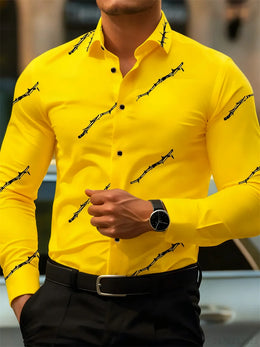 Men's personalized thorn print long-sleeved shirt. Business casual style, fashionable design, versatile and non-iron shirt.