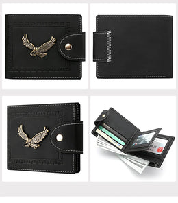 Men's Wallet Men's Short Wallet Youth Fashion Personality Pu Leather Credit Card ID Card Holder Wallet Folding Wallet