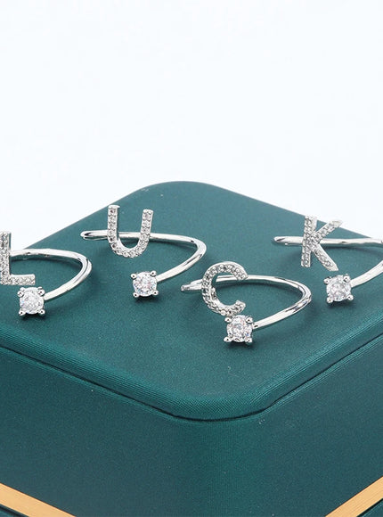 KissIcon 26 A Z Open Adjustable Ring 925 Silver Plated Gift
