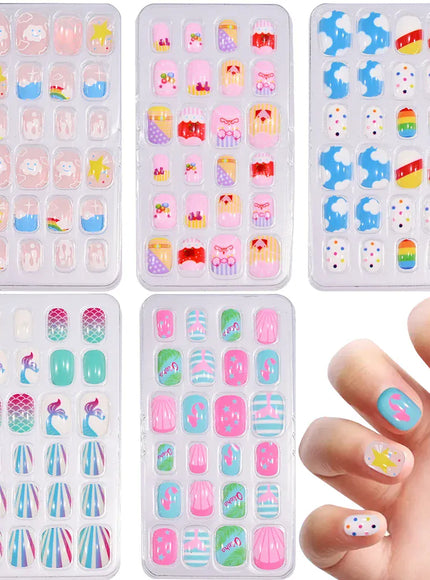 💋 Kawaii Kids False Nails Set - Self-Adhesive