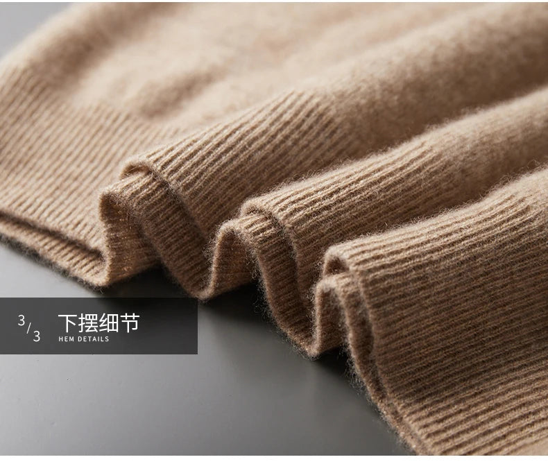 MVLYFLRT Men's One-Piece Ready-to-Wear Hoodie 100% Merino Wool Knitted Sweater Shirt Autumn Winter Casual Large Top Long Sleeved