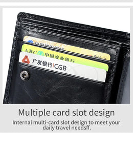 Leather Mens Wallet with Coin Pocket Genuine Leather Wallet for Men Short Style