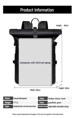 New Shoulder Bag Men's Senior Sense of Business Computer Outdoor Leisure Rolled Edge Travel Backpack Fashion Commuting