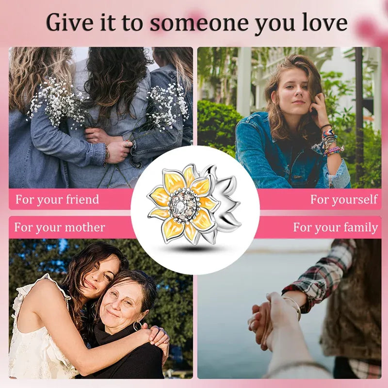 KissICON 925 Silver Gemstone Universe Starry Sky Flower Gold Bead Pendant Suitable For Pan 925 Original Bracelet Diy Jewelry