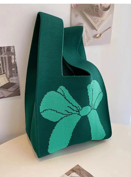 Women's Bow Handbags Knitted Wrist Bags Tote