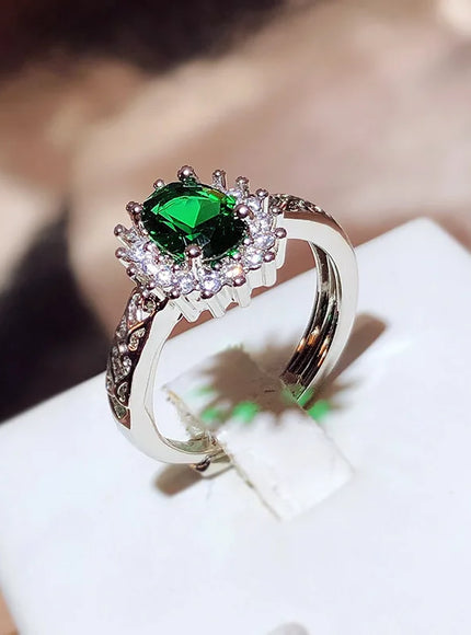 Exquisite 925 Silver Plated Ring for Women's Party Jewelry Shiny AAAA Zircon Ring Wedding Bridal Jewelry Engagement Ring