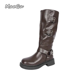 KissICON Soft PU Leather Women's Autumn Black Brown Long