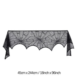 Halloween Table Runner Tablecloth Spider Web Halloween Black Fireplace Mantel Cover for Home Party Halloween Decoration