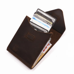 Genuine Leather Wallet For Men Male Vintage Cowhide Short Vertical Slim Mens Cash Wallet Purse Card Holder Flap Magnetic Closure