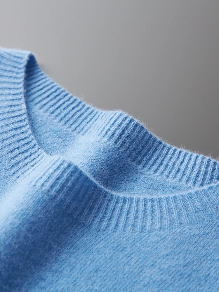 100% Merino Wool Sweater Man O-neck Basic Wool Pullover Autumn Winter Long Sleeve Soft Warm Jumper Smart Casual Knit Popular Top