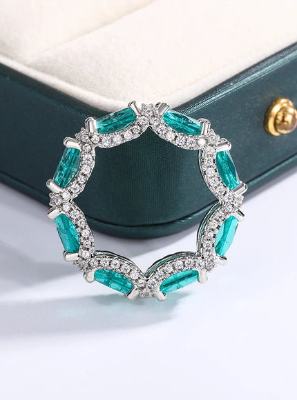 High-end Jewelry Heavy Industry Inlaid Aquamarine Topaz Ring Ladies 925 Silver Paraiba Ring Party Birthday Gift Wedding Ring