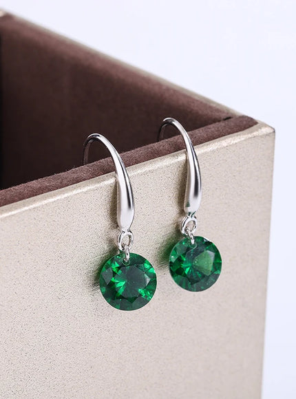 Exquisite S925 Silver Earrings for Women Fashion Color Zircon Earrings Red Green White Jewelry Earrings Silver Jewelry
