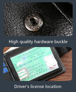 Casual Wallet For Men Leather Short Hasp Man Wallets Durable Coin Pouch Male Slim Bifold Photo ID Card Holders Purse Money Clip