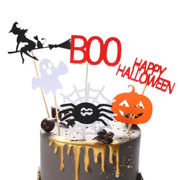 2025 Halloween Cake Decorations Pumpkin Ghost Black Castle Haunted Houses Cake Toppers for Happy Halloween Party Supplies