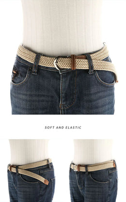 Women's elastic and elastic woven belt in one outfit, casual and versatile denim belt for men and women