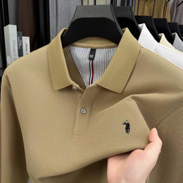 100% cotton spring and autumn new men's long sleeved casual comfortable fashion brand polo shirt exquisite pony embroidery top