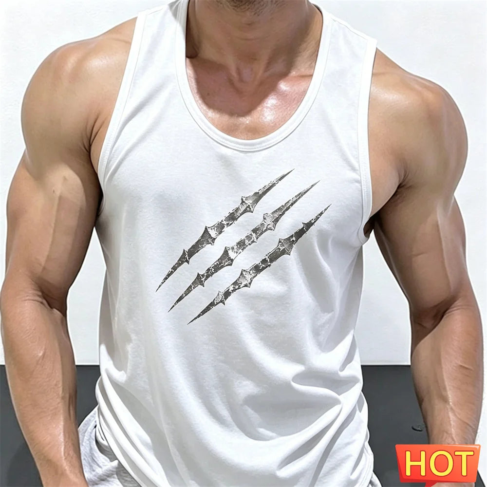 Summer scratch fitness vests men round neck sleeveless T-shirt Hard guy gym tank top men quick-dry men's t-shirts and tank tops