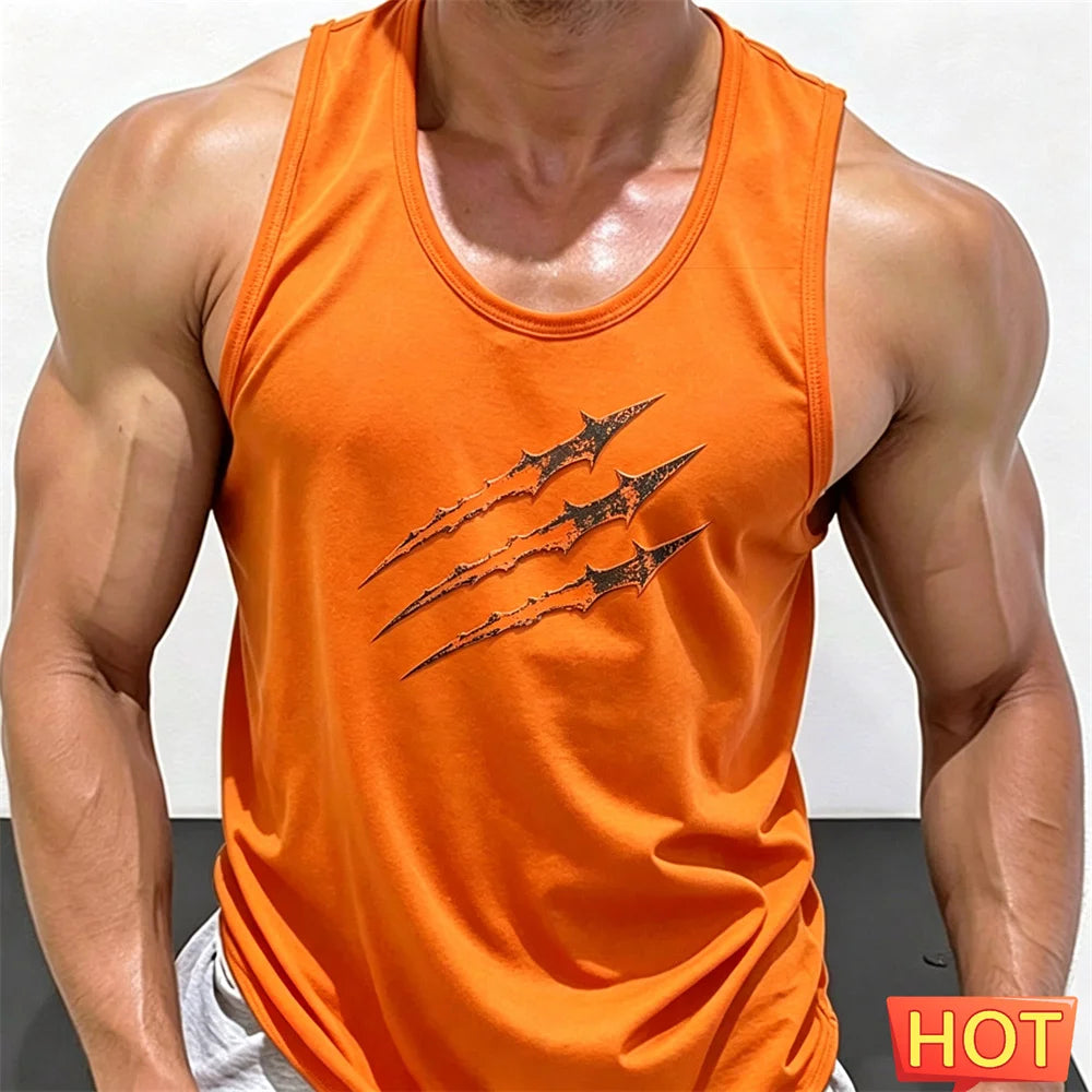 Summer scratch fitness vests men round neck sleeveless T-shirt Hard guy gym tank top men quick-dry men's t-shirts and tank tops