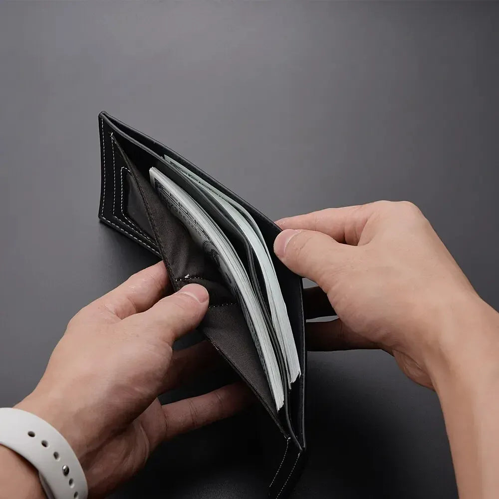 Ultra Thin Mens Wallet Leather Bifold Compact Cash Holder for Men with Coin Pocket