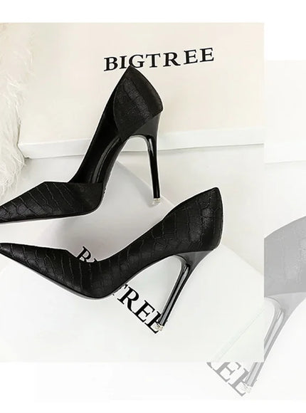 Fashion Suede Black Women Simple Pumps Wine Glasses