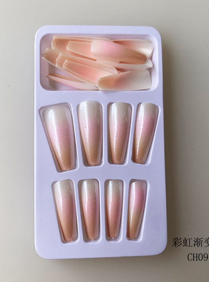 Long Press On Nails T-shape French Oval Fake