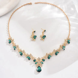 3pcs New Fashion Necklace Sets for Women Waterdrop Collar Choker Necklace Earring Jewelry Set for Prom Birthday Bridal Wedding