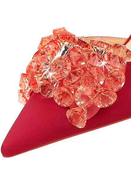 2024 New Rhinestone Women Pumps Bow knot Retro