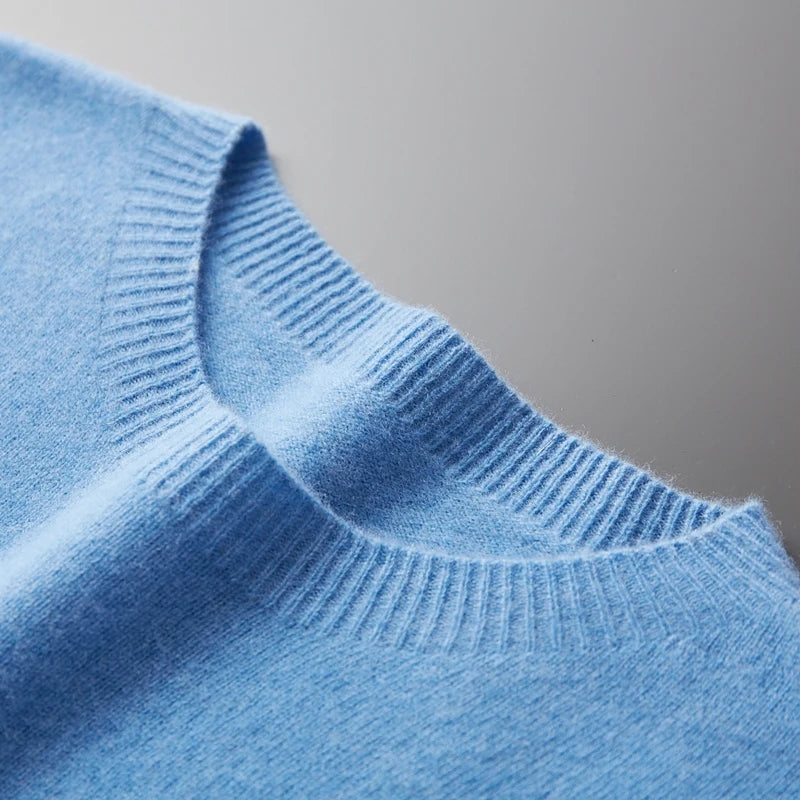 100% Merino Wool Sweater Man O-neck Basic Wool Pullover Autumn Winter Long Sleeve Soft Warm Jumper Smart Casual Knit Popular Top