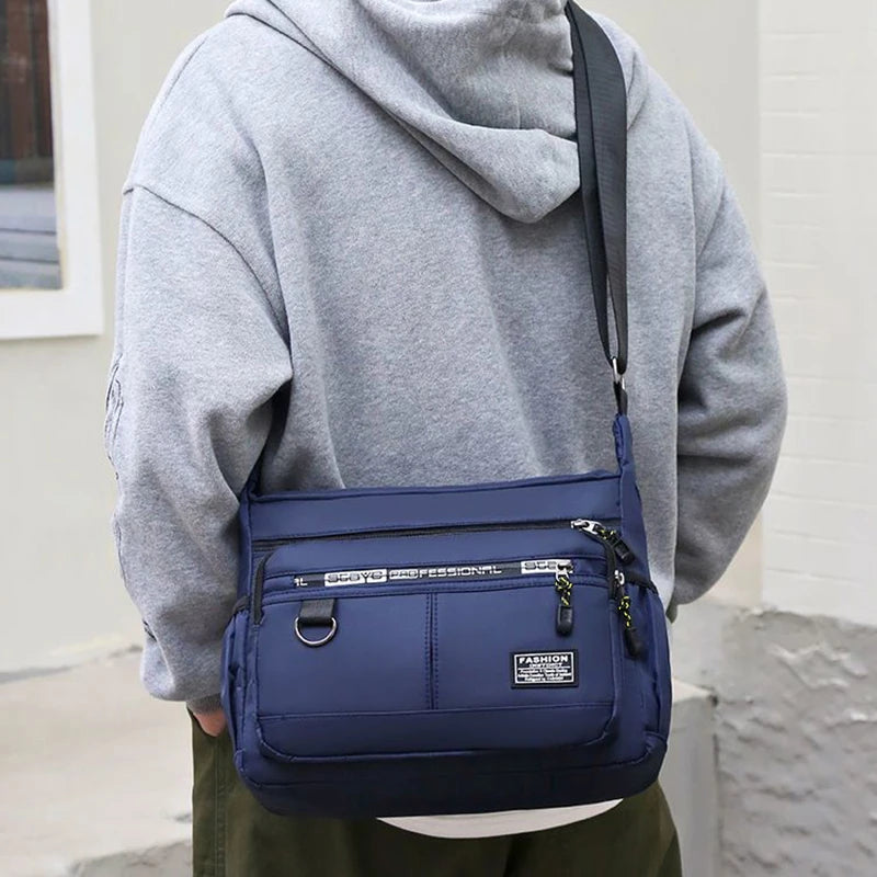 Men's Business Crossbody Bag with Multi-Layered Pockets Adjustable Shoulder Strap for Work Travel