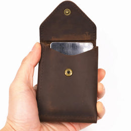 Genuine Leather Wallet For Men Male Real Cowhide Short Slim Minimalist Men's Cash Wallet Credit Card Holder With Flap Closure