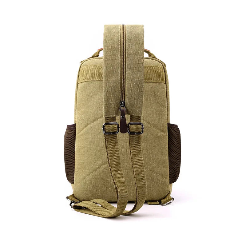 Small Mens Backpack Canvas Casual Backpacks for Men 2025 Mini Male School Bag Rucksack Man Multi-function Crossbody Bag Travel
