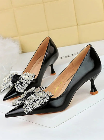 Women Green Pointed Toe Pumps Wedding Middle Low