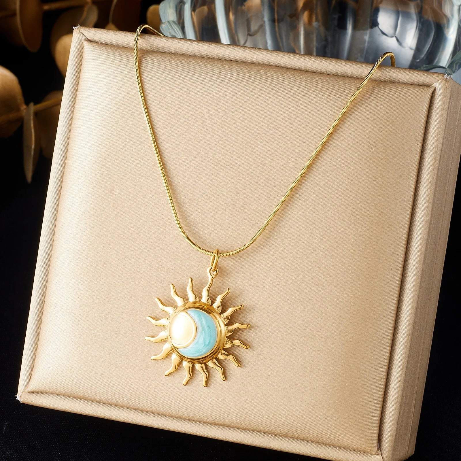 DIEYURO Multicolor Pastel Enamel Heart Cross Sun Floral Pendant Necklace Collection Lady Stainless Steel Waterproof Jewelry Gift