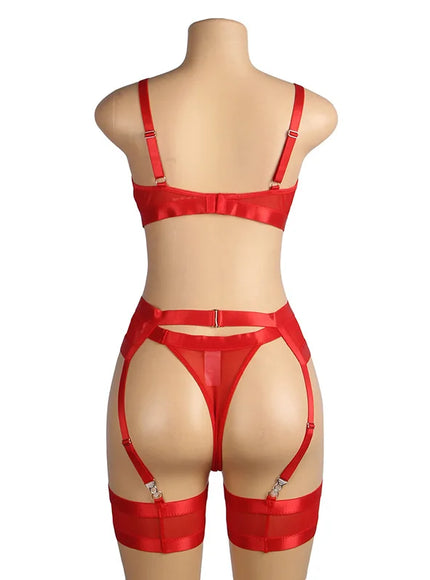 Plus Size sexy women lingerie sets pajama sets Bra and Panties Set with G-String for woman young ladies garters from M-5XL