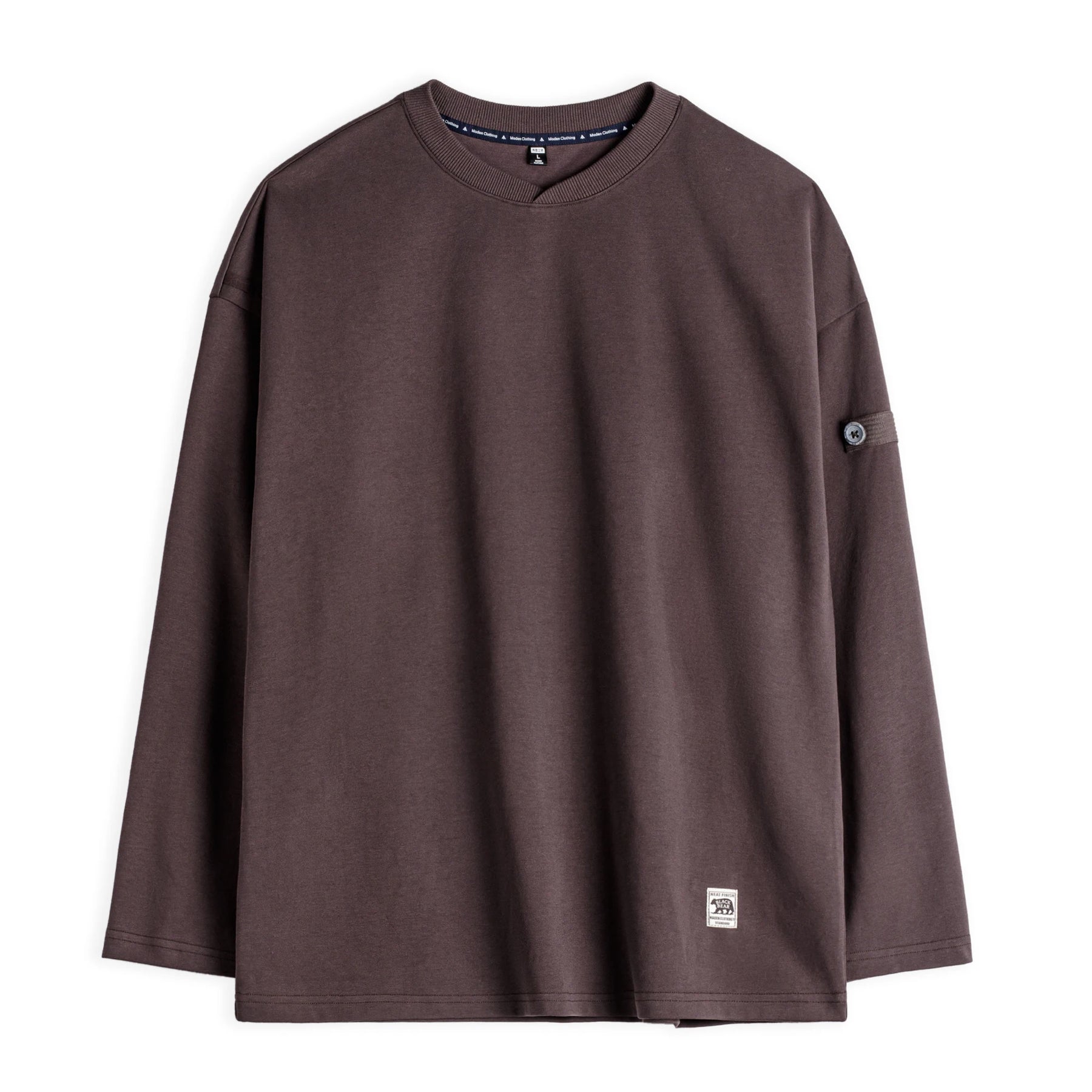 Maden Men's V-Neck T-Shirt Long Sleeve Pullover Solid Color Casual Basic Base Layer For Spring Autumn Soft Breathable Top