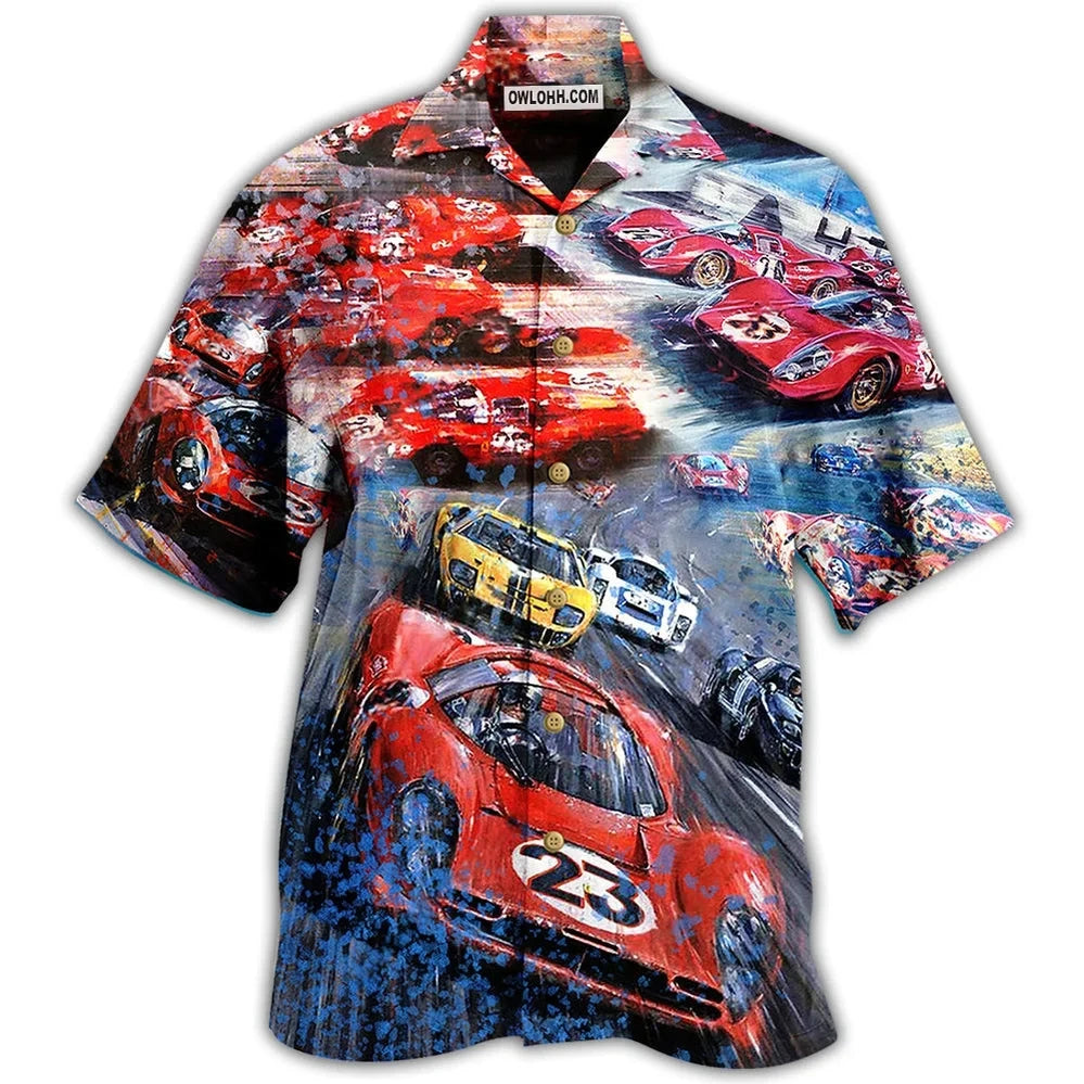 Hawaiian Men Shirt 3D Car Print Short Sleeve Blouse Summer Beach Vacation single Breasted Fashion Lapel Men's Clothing