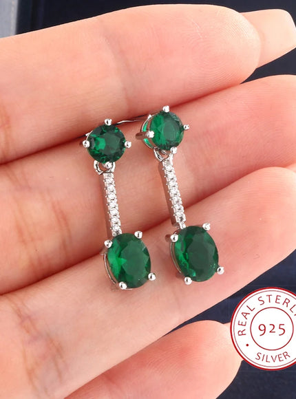 [KissIcon] Emerald Fringe Earrings - Green Zircon Shine