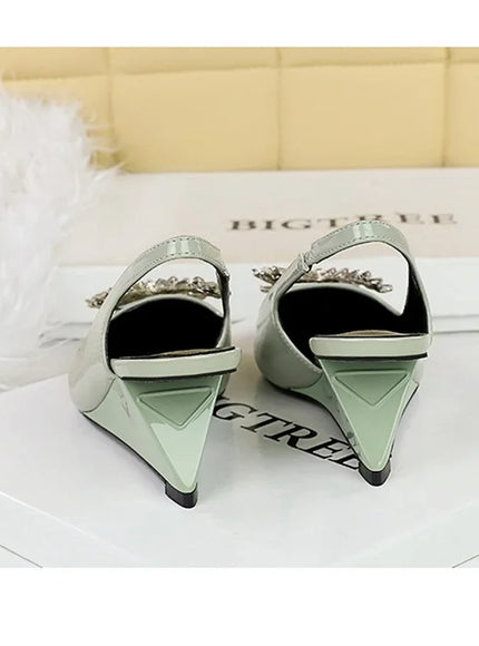 New Wedges Patent Leather Shallow Pointed Toe High