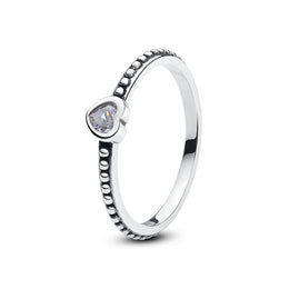 Original 925 Sterling Silver Ring Love Heart Pave CZ Crystal Stackable Rings For Women Wedding Engagement Birthday Gift Jewelry