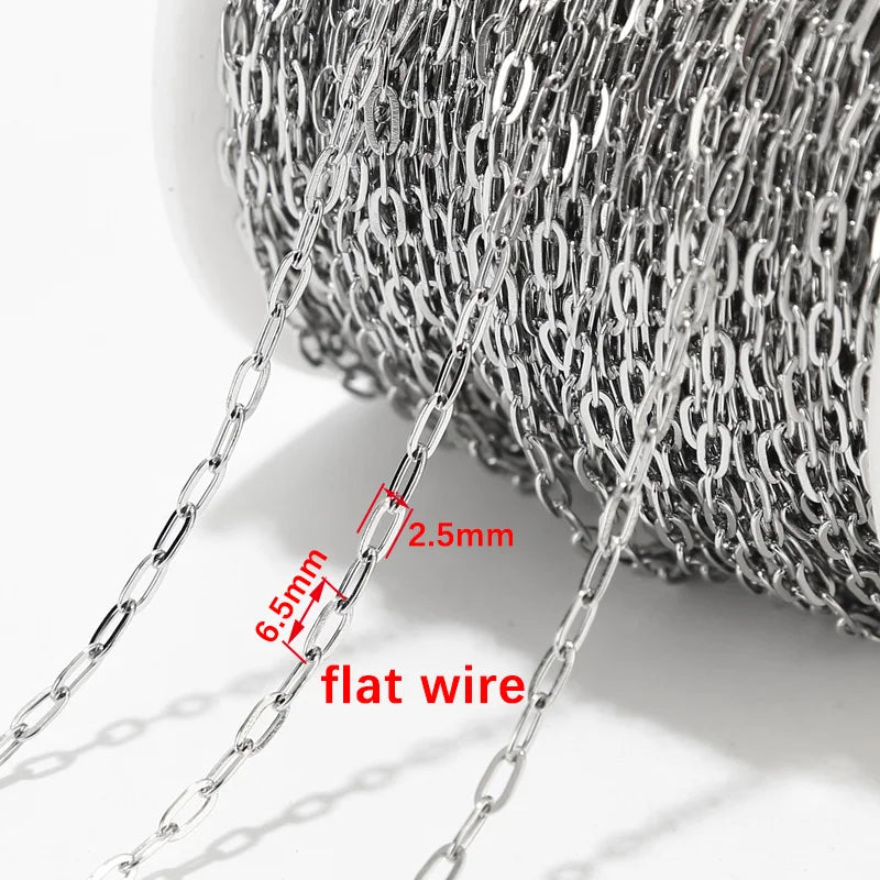 2M Stainless Steel Gold Long Oval Link Chain 2.5mm width Gold Cable Chains for DIY Necklace Bracelet Anklet Making 2 types